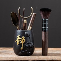 Qigfu Tea Accessories Black Sandalwood Solid Wood Tea Road Six Gentlemen Suit Full Set 6 Gentlemen Tea Tool Tea Clip Needle Spoon