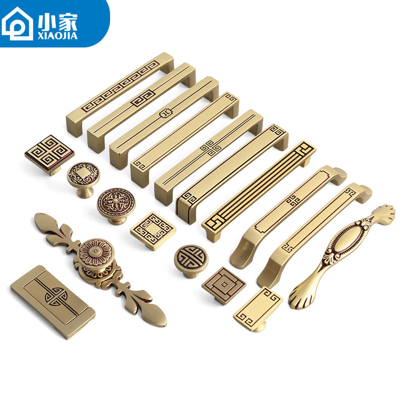 Light Luxury Copper Handle Brass Modern Simple Wardrobe Door Drawer New Chinoiserie Cabinet Cupboard Handle Retro American Style