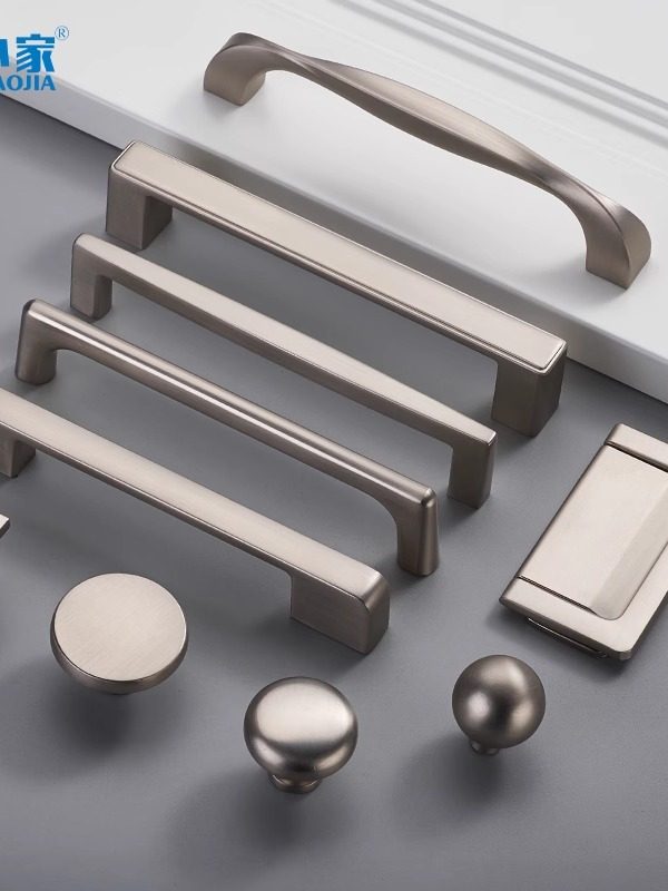 High-End Modern Minimalist Wardrobe Door Cabinet Round Drawer Handle Cabinet Matte Brushed Kitchen Cabinet Silver Small Handle