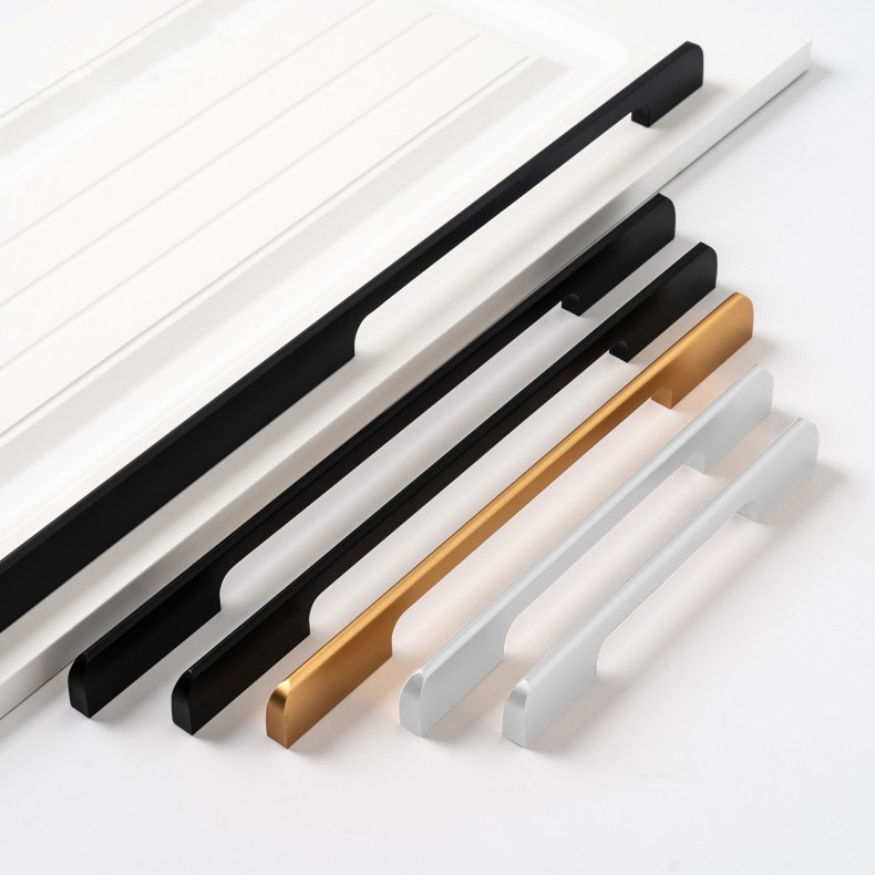 White High-End Light Luxury Modern Minimalist Cabinet Door Long Handle Wardrobe Drawer Cabinet Kitchen Cabinet Hardware Accessories Small Handle