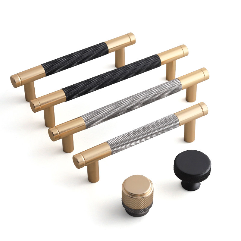 Two-Tone Gold and Silver Modern Minimalist Cabinet Door Handle for Wardrobes and Drawers, Black Dual-Tone Single-Hole Handle