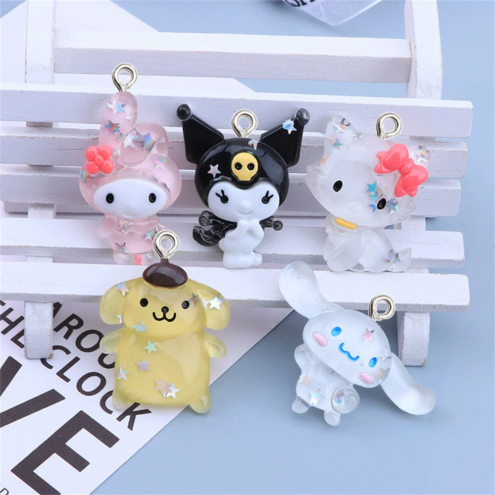 [10Pcs Cartoon Star Sequin Animal Resin Pendant Trinket Neckl]