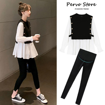 Pregnancy Woman Dress Autumn Clothing Suit Fashion style 2021 New one-piece dress blouses net Red pregnancy Midfall Spring and autumn