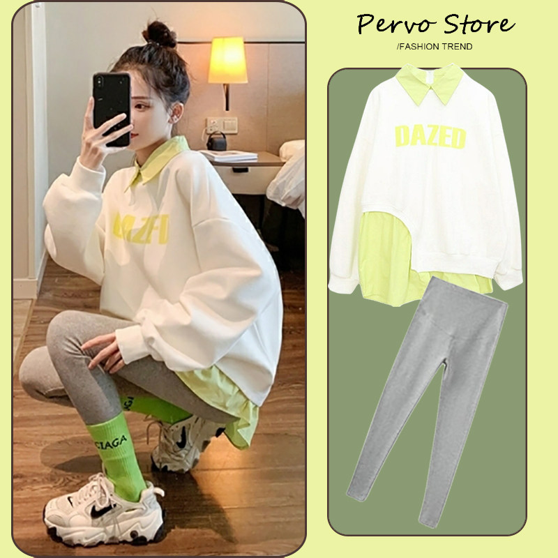 Maternity wear autumn suit fashion models 2021 new net red spring and autumn sweater mid-length top women's autumn