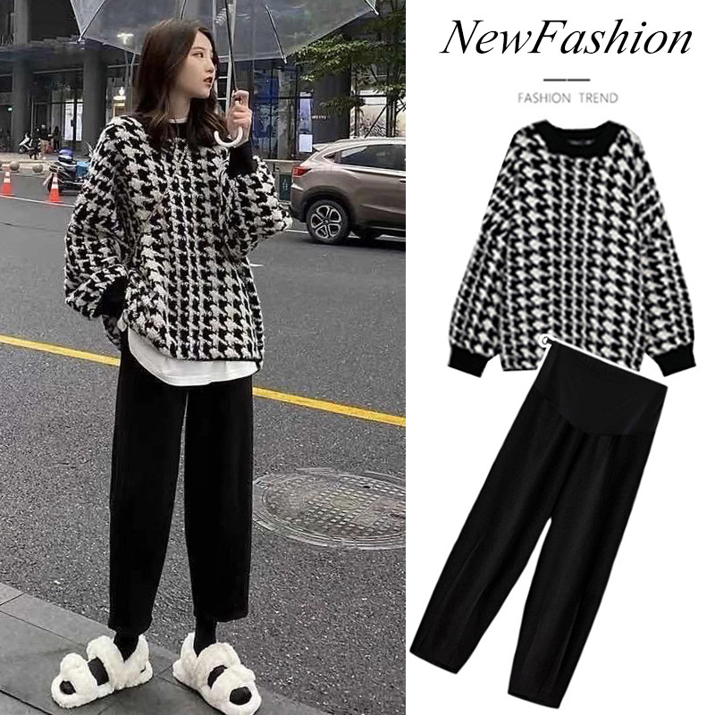 Maternity Autumn Suit Fashion 2021 New Net Red Sweater Shirt Loose Long Sleeve Spring Autumn Winter