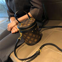 French special cabinet MDITCK ~ female bag genuine leather bucket woman new small crowdsourced old flowers hand single shoulder inclined satined cylinder bag