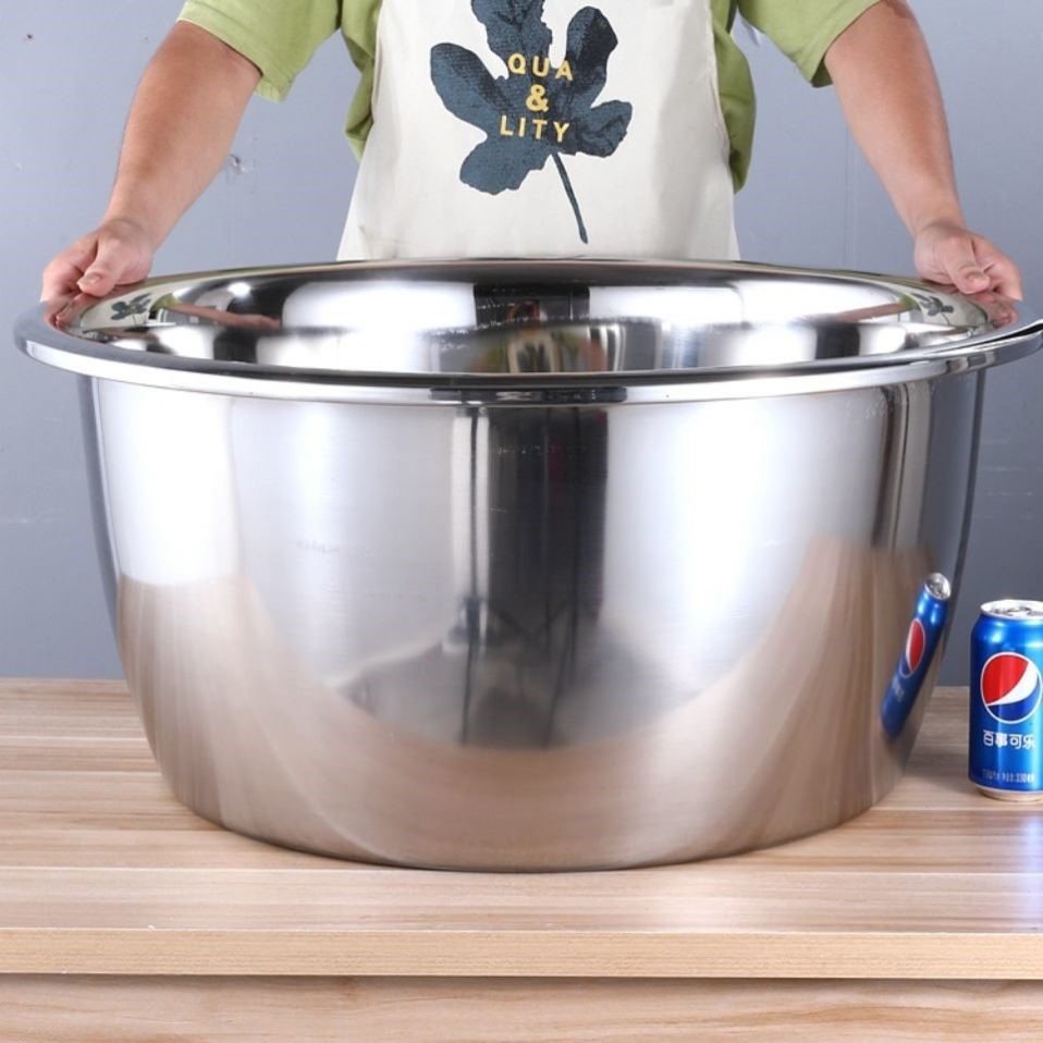 Stainless steel rust round basin stainless steel large basin and basin thickened round washbasin commercial washing vegetable bathing foot basin