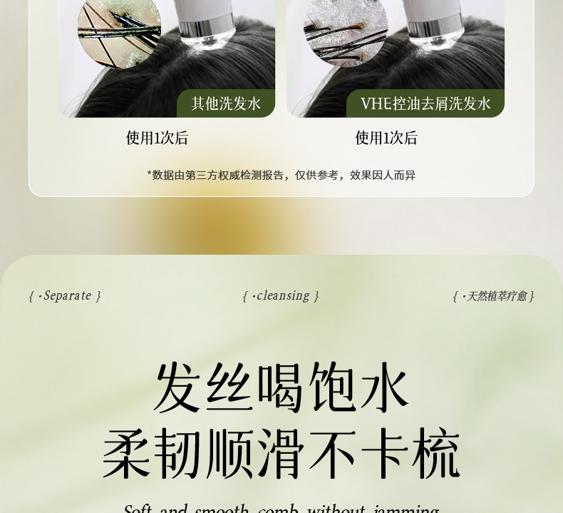 【中国直邮】 VHE 去屑洗发水 控油蓬松柔顺长时去油庠男女洗发露 400g/瓶