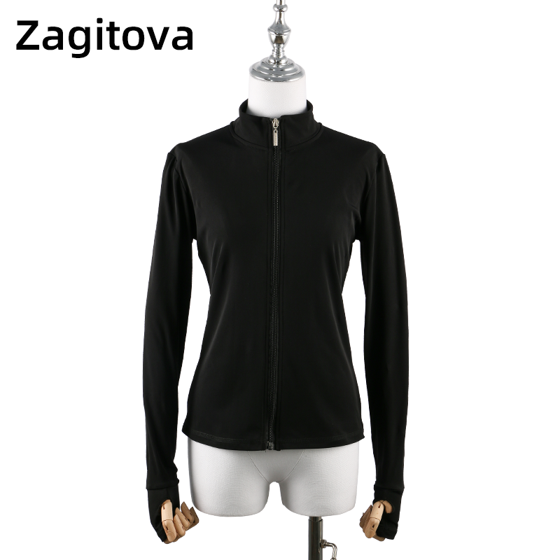 ZAGITOVA figure skating training clothes children's skating clothes four seasons tops jacket girls adult pure black