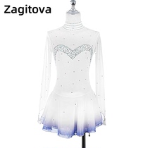 ZAGITOVA figure skating performance clothing girls skating clothing childrens adult competition examination white gradient skirt