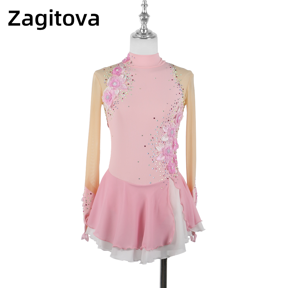 strapless open back dress Women's Figure Skating Sports Dress in Fuchsia