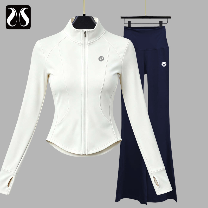 Luluajmh Autumn and Winter Yoga Clothing Set for Women, High-End Fashion Sports Fitness Training Jacket, Top, Flared Pants Luluajmh Autumn and Winter Yoga Clothing Set for Women, High-End Fashion Sports Fitness Training Jacket, Top, Flared Pants