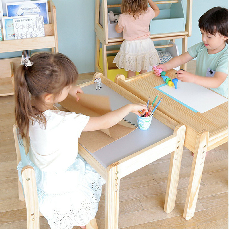 Children's learning table table game table can lift desk table Baby toy set solid wooden toddler table chair