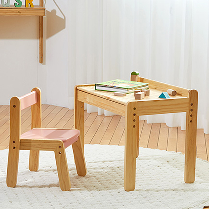 Children solid wood table and chairs suit study table Lift Desk Desk Desk Home Baby Small Table Kindergarten