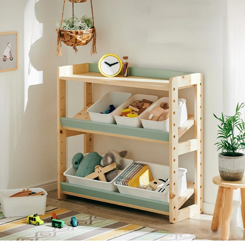 Children's toy storage shelf solid wood kindergarten picture book shelf baby small bookshelf bookcase floor classification simple household