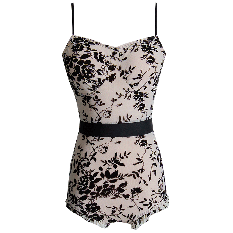 WESWIM swimsuit for women with small breasts, one-piece flocking suspender belt, pure lust sexy hot spring style, trendy style 2024 new style