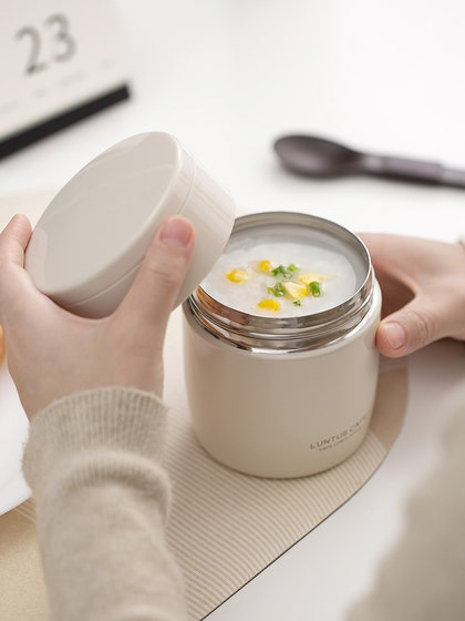 日本asvel焖烧杯宽口不锈钢装粥小早餐杯带盖勺迷你便携保温饭盒