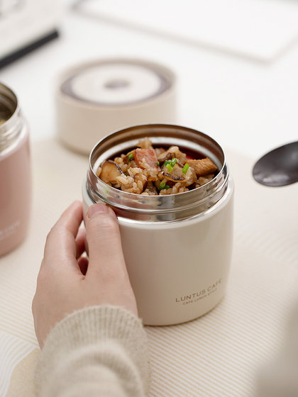 日本asvel焖烧杯宽口不锈钢装粥小早餐杯带盖勺迷你便携保温饭盒