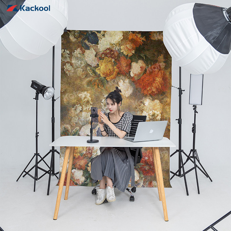 Live background cloth in retro flower 3D stereo live room network red anchor background wall jitter short video