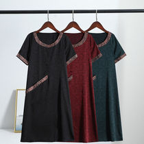 Gentle little fragrant wind 2022 Summer new Turtle crack incense cloud satin loose big code Belly High-end Temperament One-piece Dress