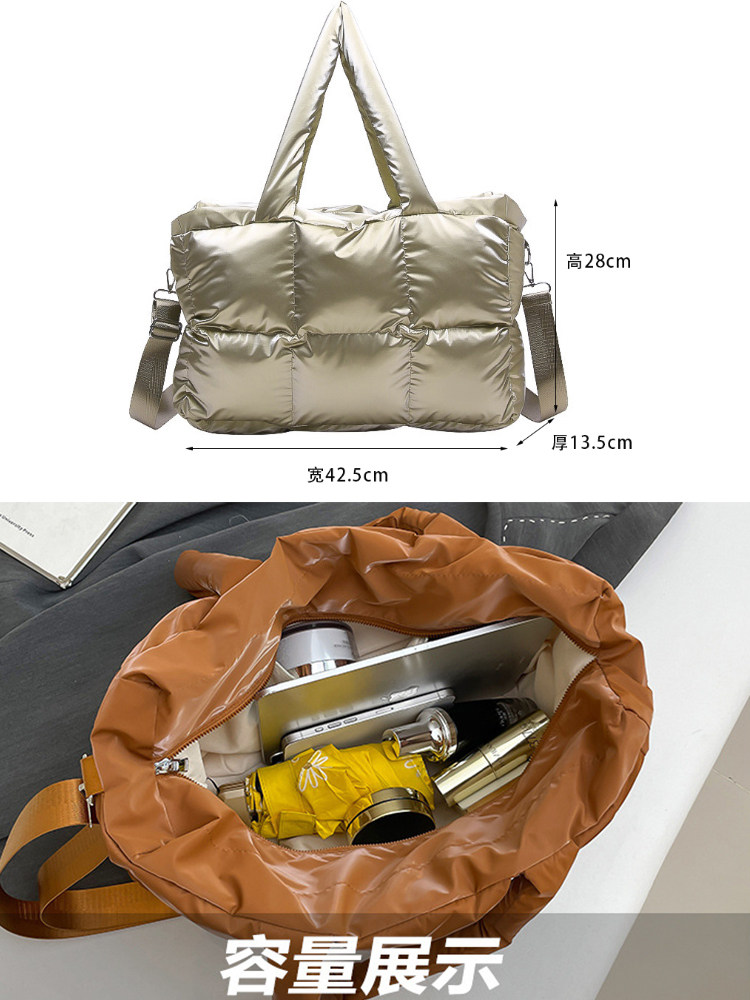 Down Cotton Tote Bag for Women, Large Capacity, 2025 New Style, Soft Puff Cloud Bag, Shoulder Handbag, Large Commuter Bag