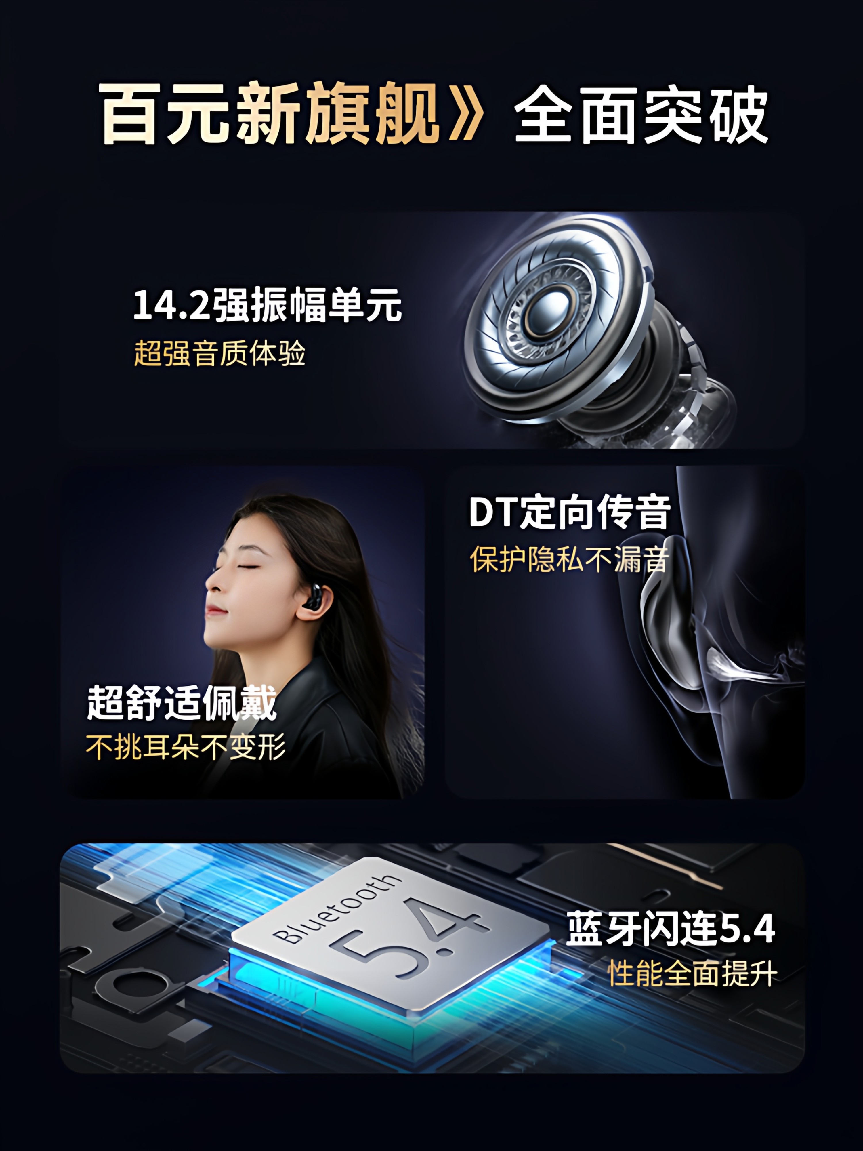 2026 New Bluetooth Earphones, Open-Ear, Non-In-Ear, Wireless, Dedicated for Sports and Running, Noise-Cancelling, Ultra-Long Battery Life