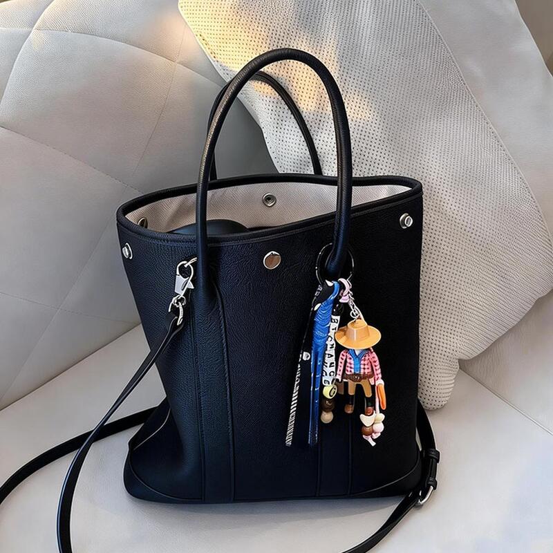 Black Genuine Leather Tote Bag for Women, 2026 New Model, Niche Light Luxury with a High-End Feel, Shoulder Bag