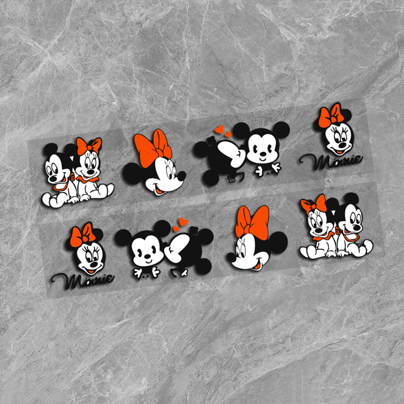 Mickey and Minnie Cute Car Stickers for Electric Vehicles to Cover Scratches and Cover Mickey Mouse Cartoon Car Body Stickers Waterproof Stickers