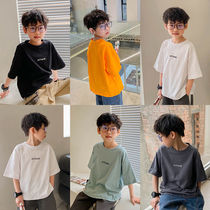 Boys short-sleeved T-shirt 2021 summer new cotton middle-aged childrens summer half-sleeve thin childrens bottoming tide