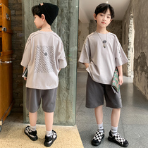 Tide brand Boy summer suit 2021 New Handsome foreign summer 6 short sleeves 8 middle and big children 12 Net red 15 years old tide