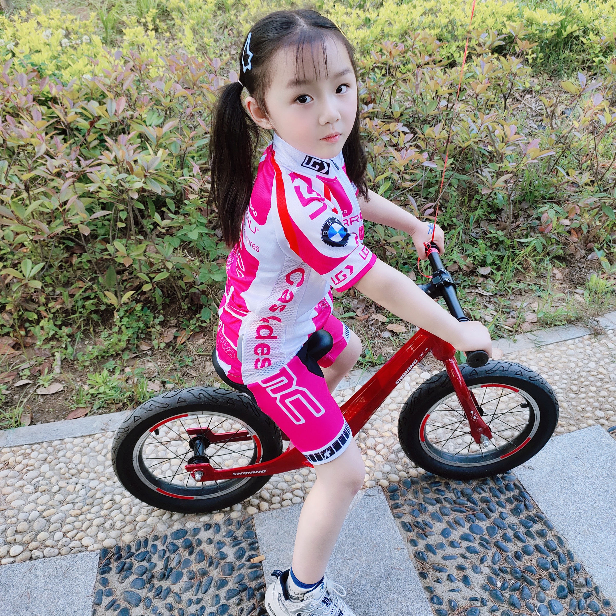 Summer Children Wheel Slip Suit Riding short sleeve suit Male girl balanced car race suit Custom speed dry breathable