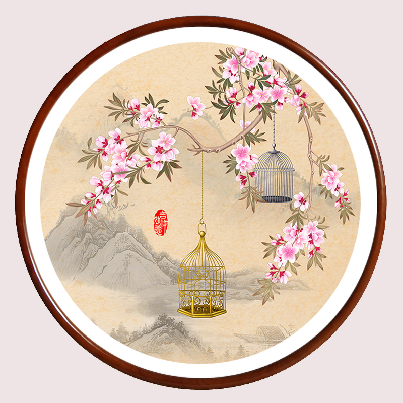Chinese-Style Solid Wood Round Picture Frame Cross-Stitch Mounting Frame Living Room Decoration Wall Hanging Wooden Round Frame Chinese Painting Oil Painting Outer Frame Chinese-Style Solid Wood Round Picture Frame Cross-Stitch Mounting Frame Living Room Decoration Wall Hanging Wooden Round Frame Chinese Painting Oil Painting Outer Frame