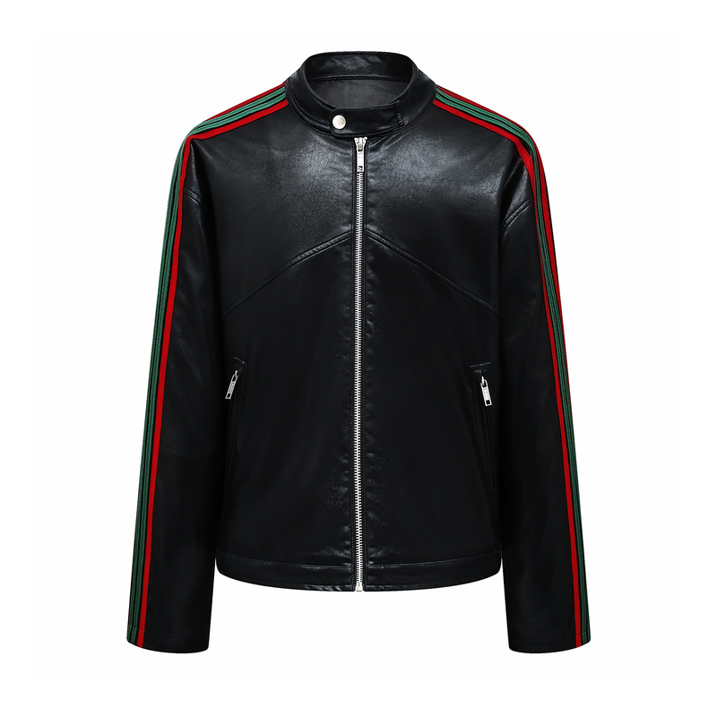 Rebel Wave26Fw “Ж” Color-Blocked Striped Structured Leather Jacket Bootleg Gucci