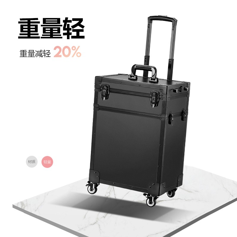 Large follow-up artist professional makeup box with light pull rod multi-layer embroidery tool storage box 2021 new advanced