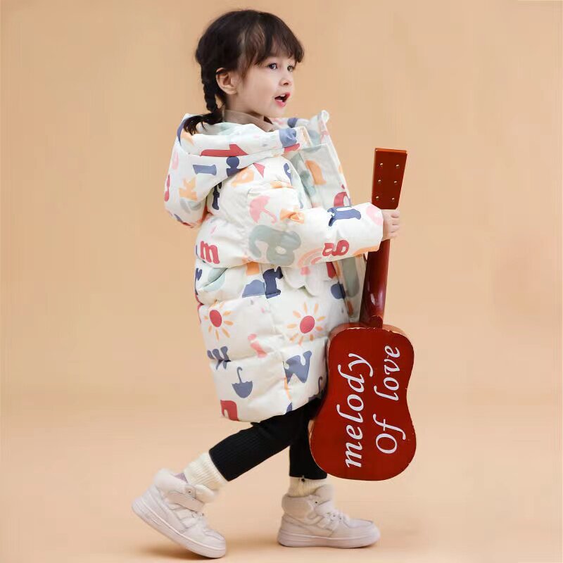 Balabala white duck suede baby boy down jacket with long version of female baby thickened Yoo-small children's clothing jacket