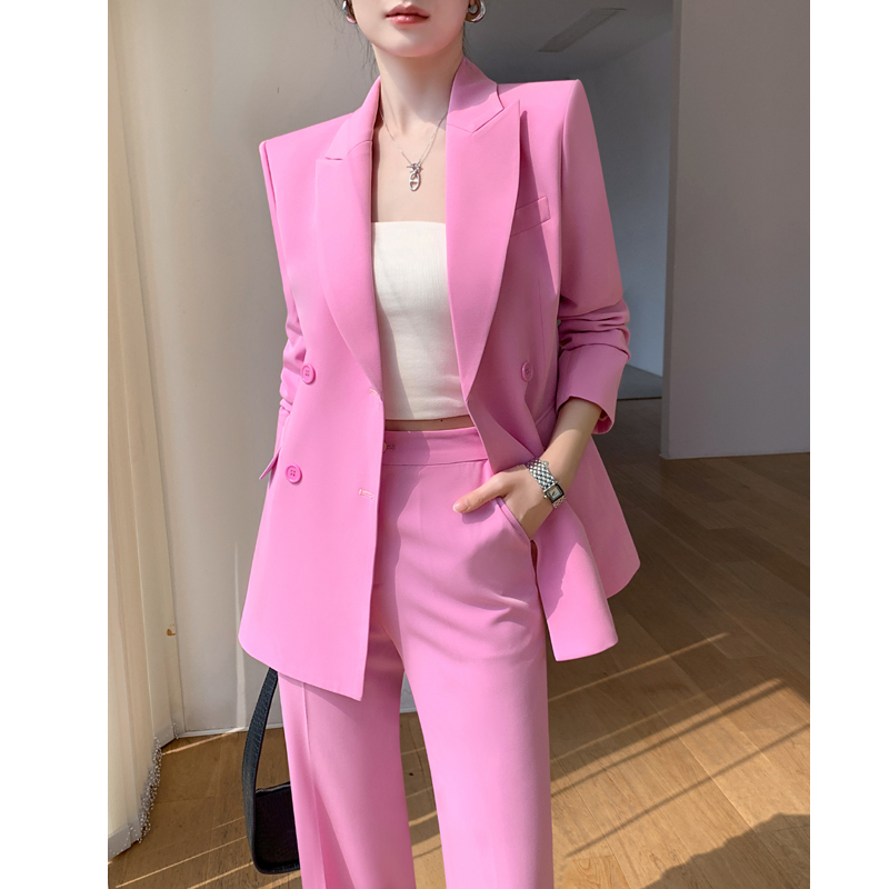 Pink Blazer for Women 2026 Spring New Style Wide-Leg Professional Elegant Fashion High-End Casual Suit Set