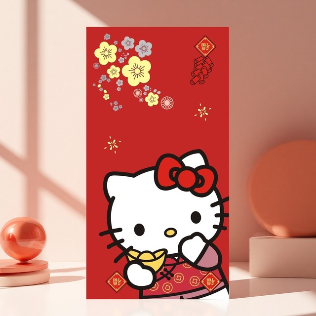 Kitty cat cartoon pattern red envelope bag