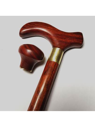 Rosewood Walking Stick, Solid Wood Cane, Elderly Walking Stick, Lightweight, Non-Slip, Hiking Round-Headed Stick, Gentleman's Walking Stick, Trekking Pole