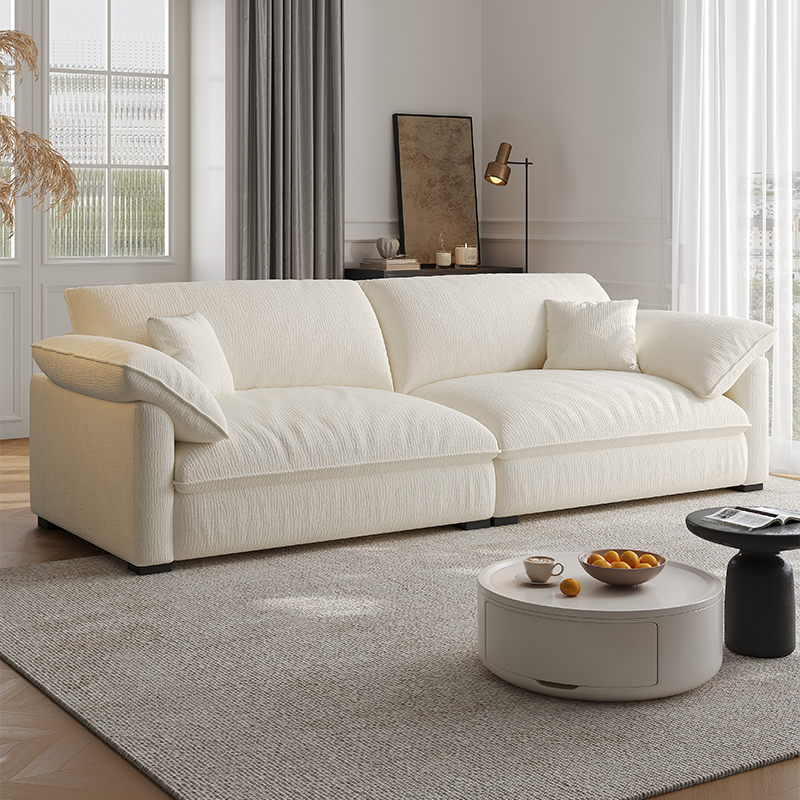 Modern Minimalist Cream-Style Chenille Fabric Sofa for Living Room, Suitable for Large and Small Apartments, Straight-Row Cotton-Linen Cloud Sofa Modern Minimalist Cream-Style Chenille Fabric Sofa for Living Room, Suitable for Large and Small Apartments, Straight-Row Cotton-Linen Cloud Sofa