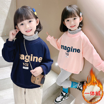Girl gush clothing integrated suede winter clothing Childrens baby foreign air relaxed thickened blouses The children beat the undershirt autumn and winter