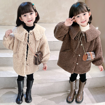 Girl lamb suede jacket winter clothing 2021 new female baby Yangqi Children thickened with a fur coat autumn and winter