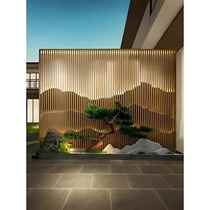 Stainless steel screen customized light luxury modern rose gold aluminum carving rockery background metal lattice partition Chinese style entrance