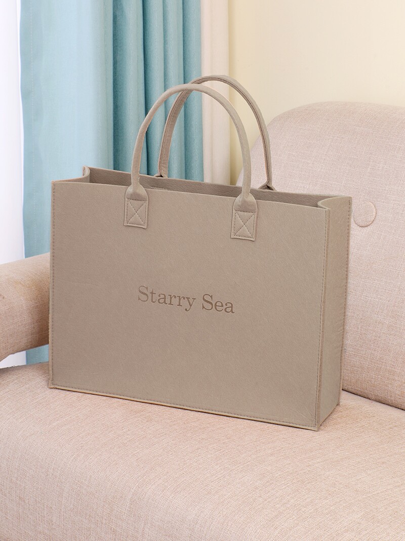 毛毡包手提大号新款简约小众英文纯色毛毡包托特包大容量轻便环保评价- 淘宝网