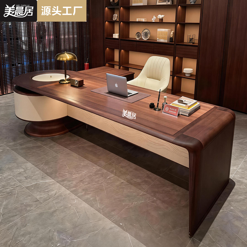 New Chinese-Style Solid Wood Executive Desk 2026 New Model High-End Ceo Desk Chairman L-Shaped Business Manager Desk