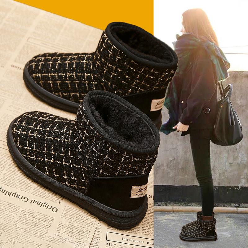 Small Fragrance Snowstorm Boots Woman 2023 New Winter Ocean Gas Plus Suede Thickening Short-Warm Waterproof Anti-Slip Cotton Shoes-Taobao