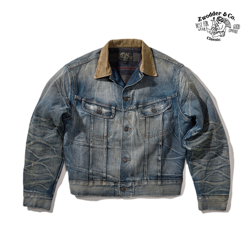 Zwodder Storm Rider 101J Mud-Dyed Blue Denim Jacket American Casual American Retro Autumn and Winter