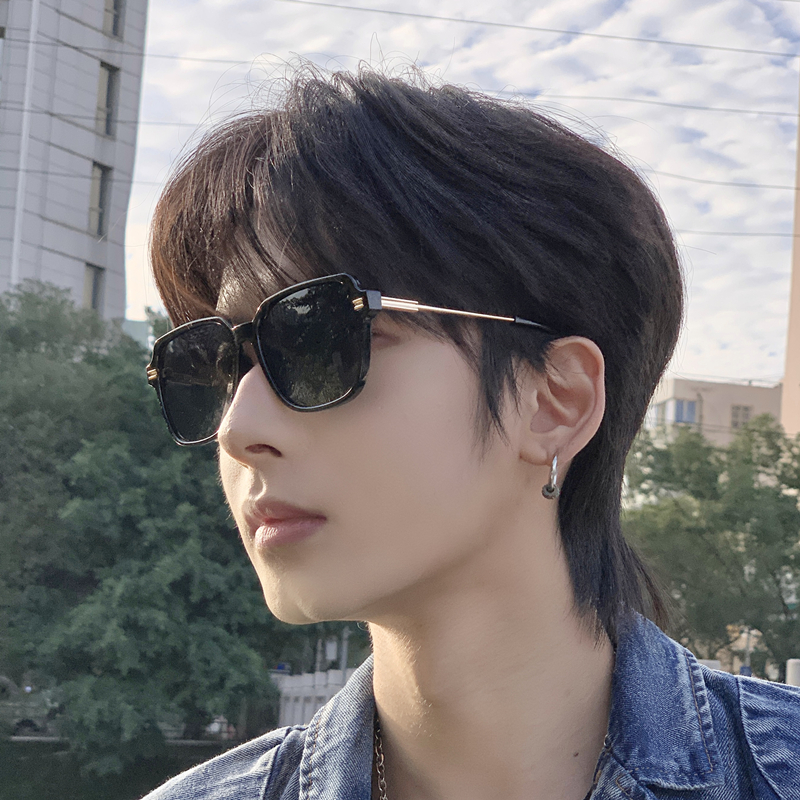 2022 new sunglasses men's driving trendy square shape thin personality myopia sunglasses ins net red star with the same style