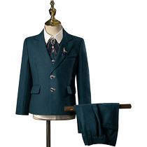 Childrens green suit suit boy 2024 new catwalk boy gentleman dress recitation host British suit