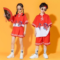 Childrens Performance Costume China Wind Hanfu Girl Kindergarten Plays Out of Primary School Childrens Cheerleading Shorts Short Sleeve Summer
