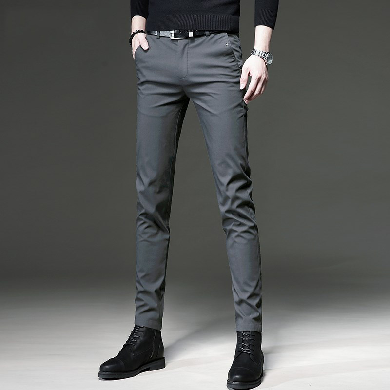 Spring and Autumn New Business Black Trousers Men's Elastic Slim Small Feet Men's Casual Pants Korean Style Trendy Long Pants Men